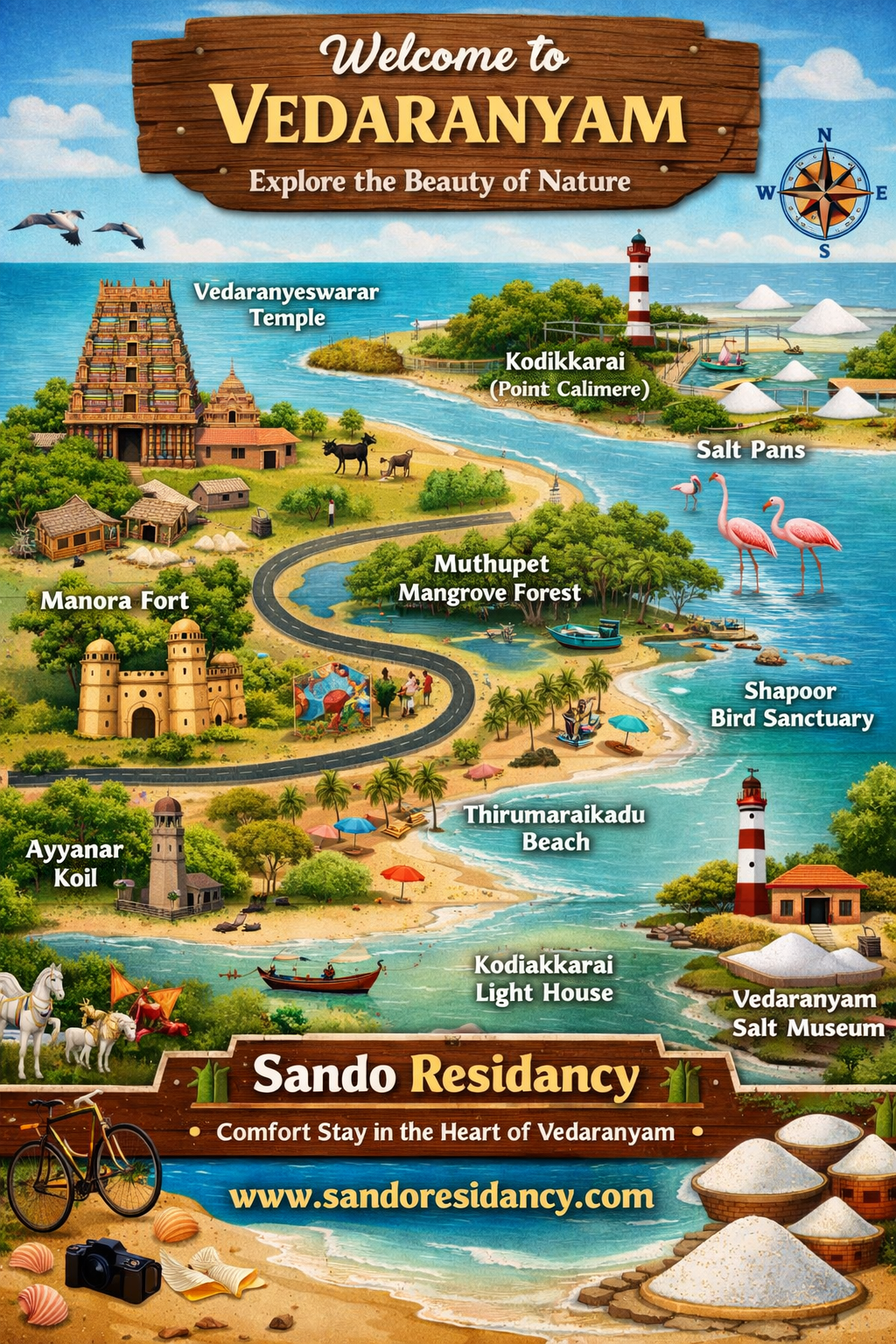 வேதாரண்யம் சுற்றுலா வழிகாட்டி – ஆன்மிகமும் இயற்கையும் இணையும் அற்புத நிலம்